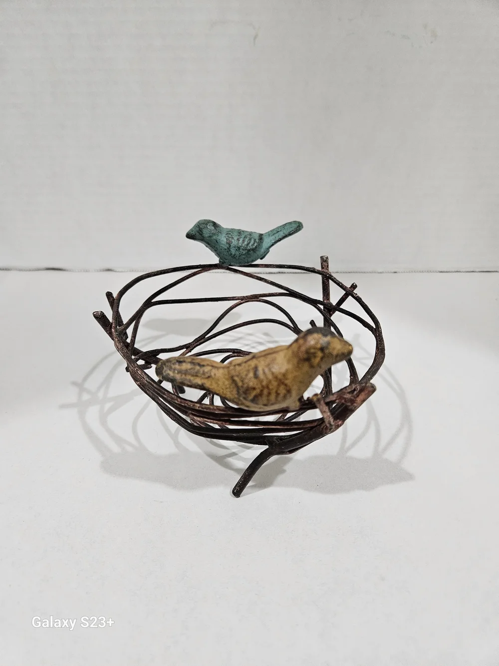 Decorative Bird Nest with Yellow and Teal Birds